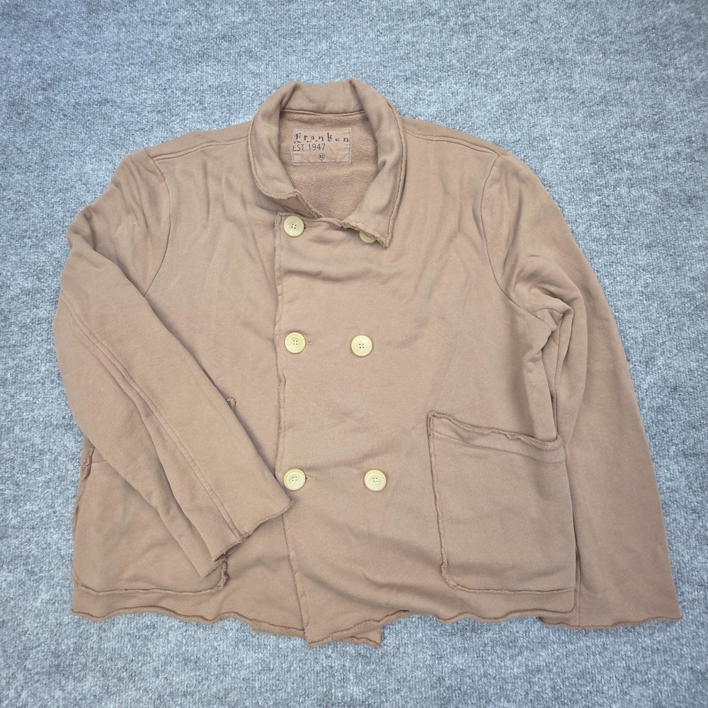 Frank & Eileen Jacket Womens XL Brown Cotton LabCrop Coat Lagenlook